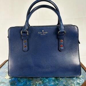 Kate Spade Navy Leather Handbag Purse – Designer Satchel | Pre-Owned